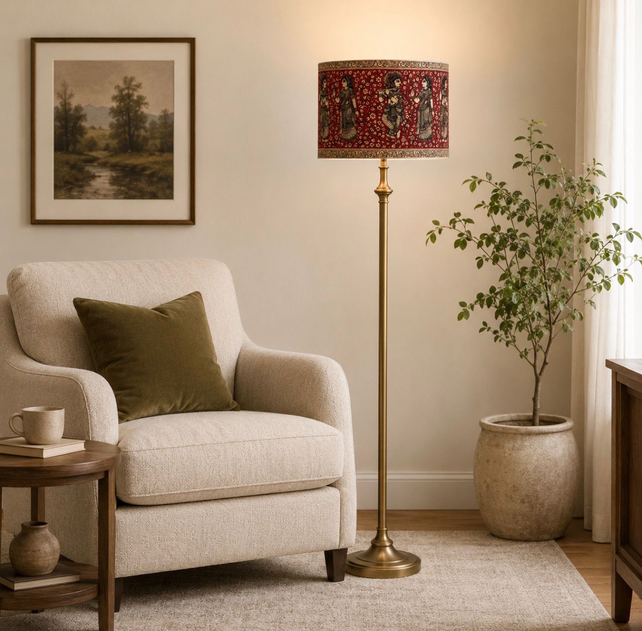 Kalamkari-Inspired Drum Lampshade — view 2
