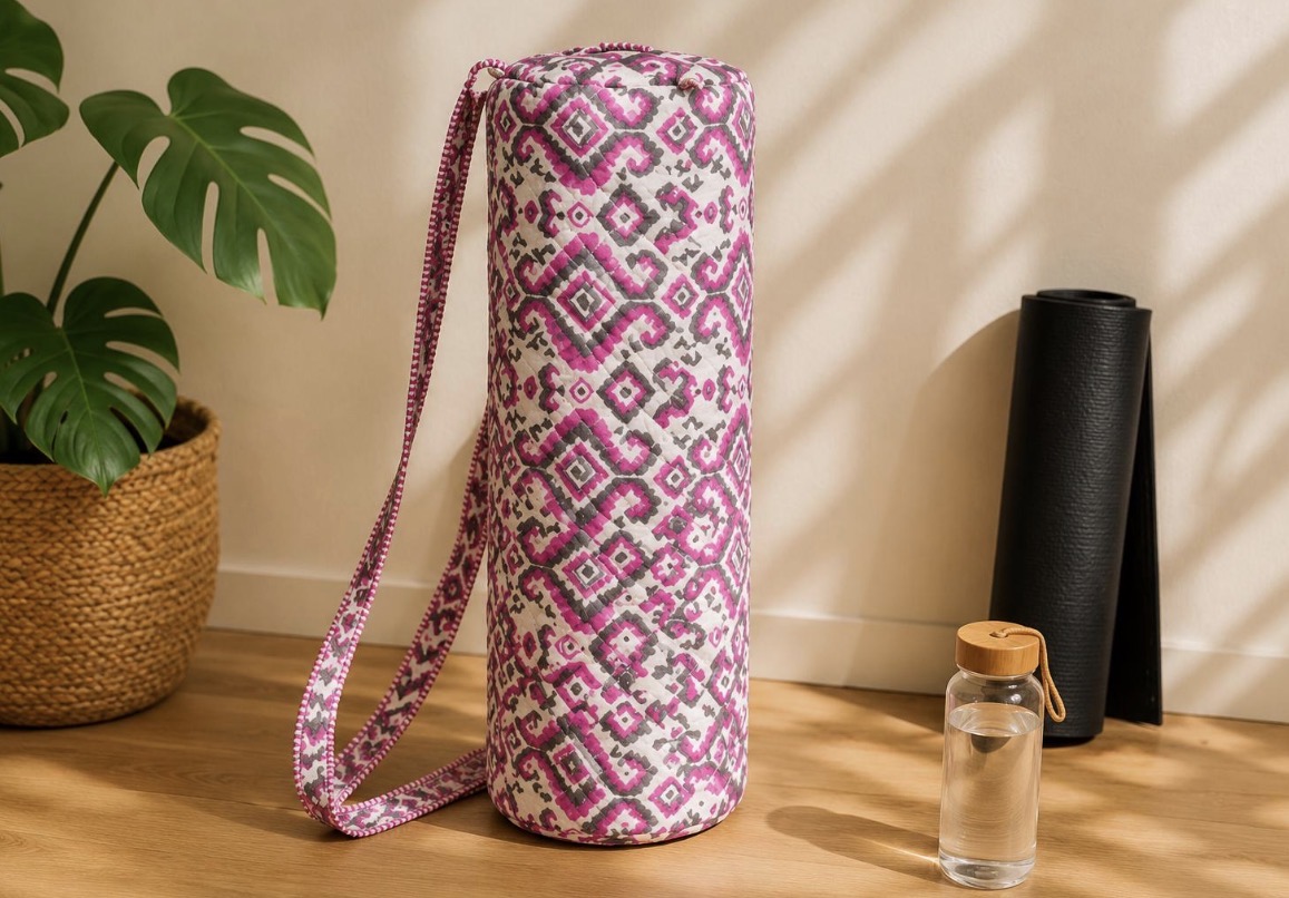 Pink Geometric Yoga Mat Bag