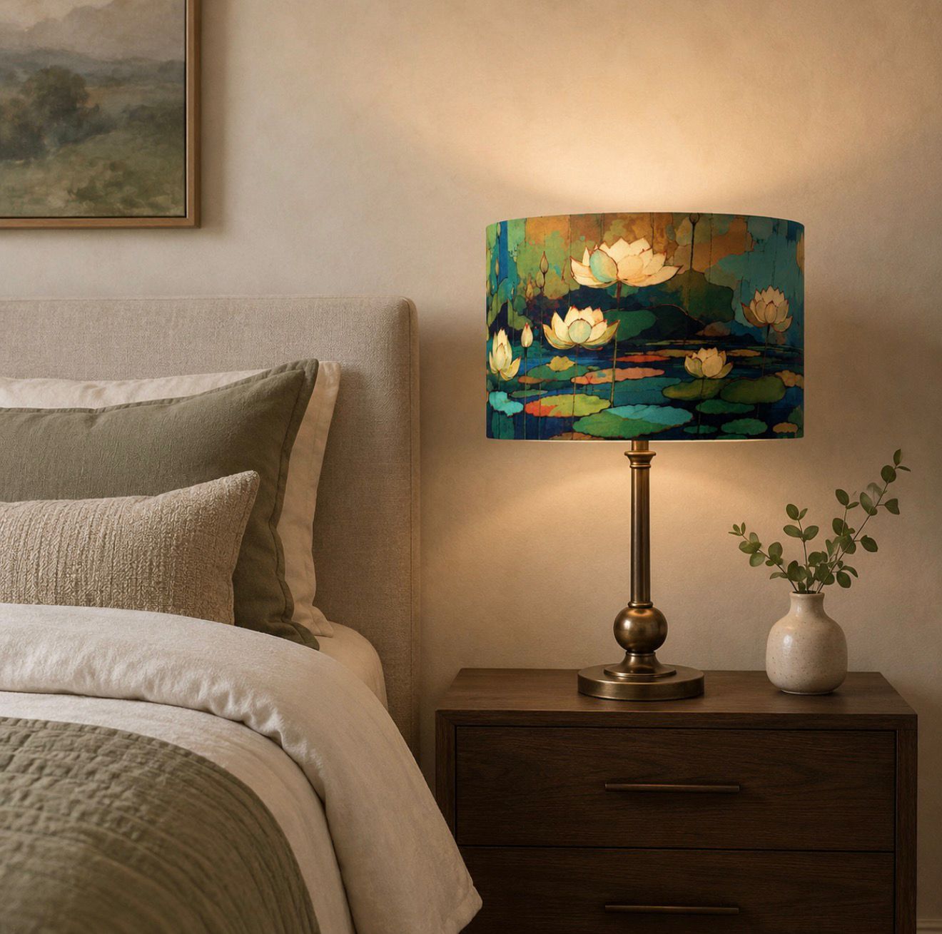Lotus Pond Drum Lampshade — view 2