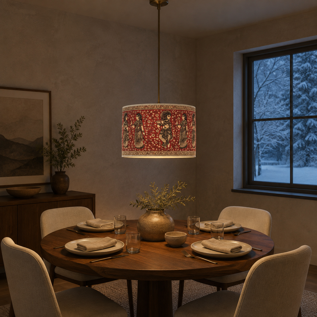 Kalamkari-Inspired Drum Lampshade — view 4