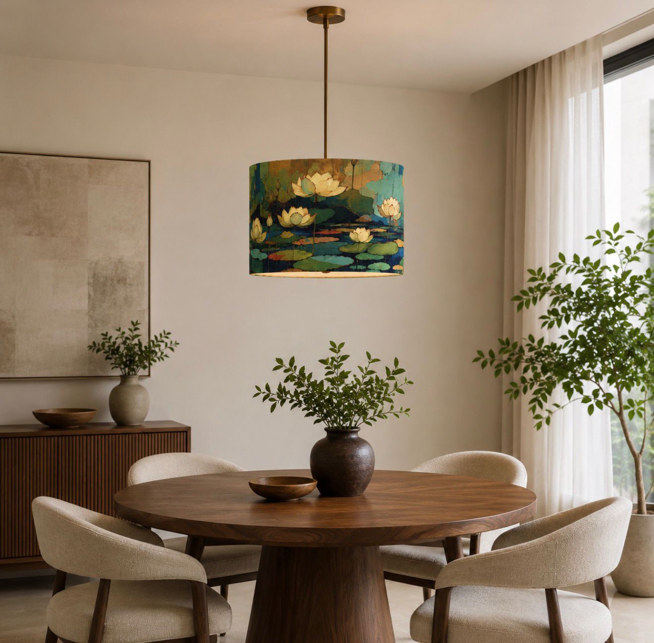Lotus Pond Drum Lampshade — view 3