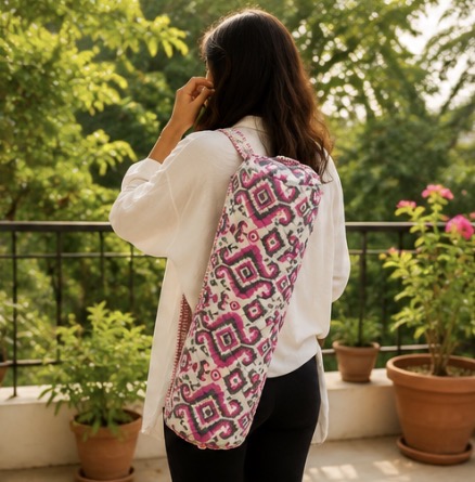 Pink Geometric Yoga Mat Bag — view 2
