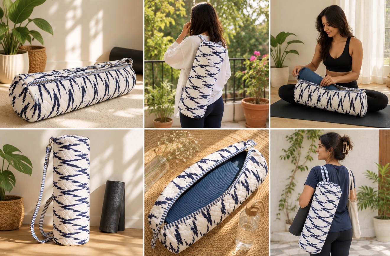 Indigo Ikat Yoga Mat Bag