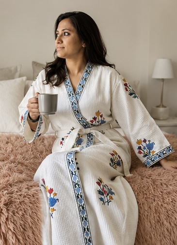 Wildflower Block Print Bathrobe